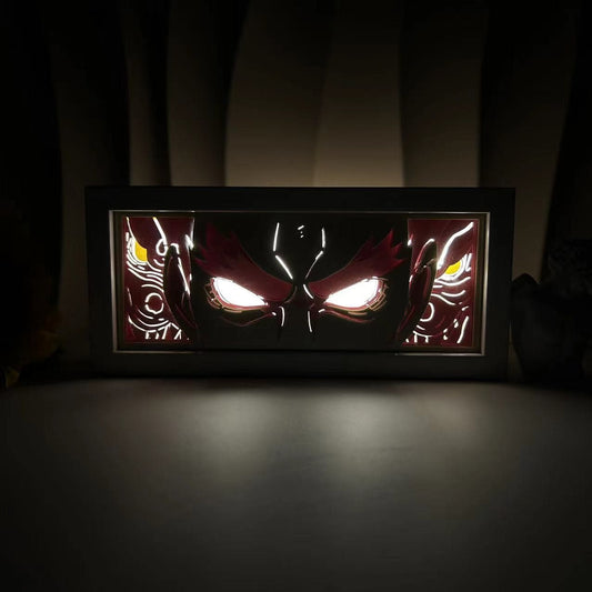 Naruto Might Guy 8 Gates Anime Light Box by Myanimelightbox, bercahaya di bilik gelap, pencahayaan dramatik
