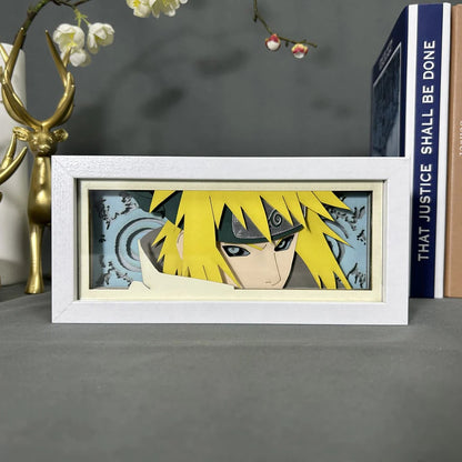 Naruto Minato Anime Light Box od Myanimelightbox, zobrazení, v bílém rámu s ozdobným pozadím