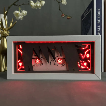 Naruto Sasuke Sharinngan Anime Light Box oleh Myanimelightbox, dihidupkan dengan cahaya bilik ambien