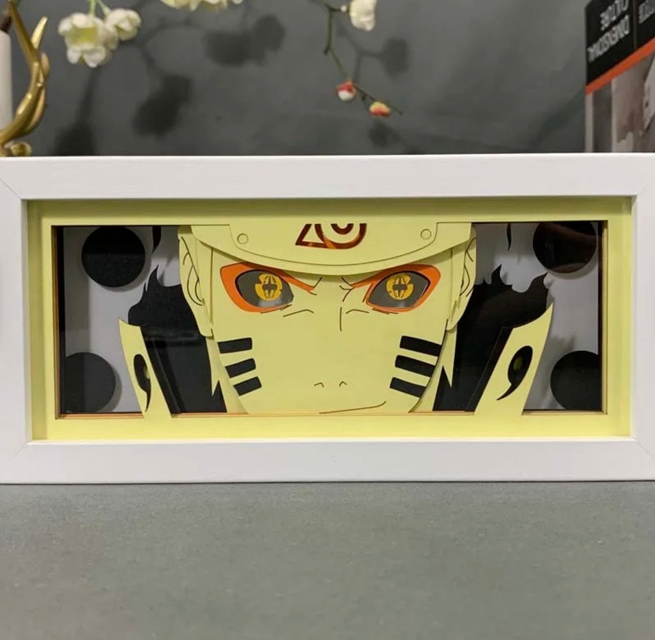 Naruto Six Path Sage Mode Anime Light Box par Myanimelightbox, afficher, dans un cadre blanc avec fond décoratif