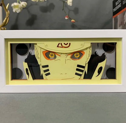 Naruto Six Path Sage Mode Anime Light Box par Myanimelightbox, afficher, dans un cadre blanc avec fond décoratif