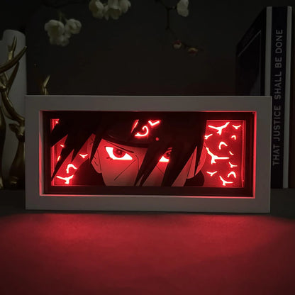 Naruto Young Itachi Anime Light Box par Myanimelightbox, brillant dans une pièce sombre, un éclairage dramatique
