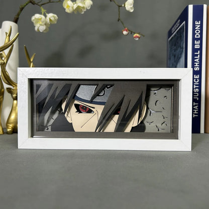 Naruto Young Itachi Anime Light Box par Myanimelightbox, afficher, dans un cadre blanc avec fond décoratif