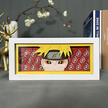 Naruto anime light box by MyAnimeLightbox, display off, in white frame with decorative background