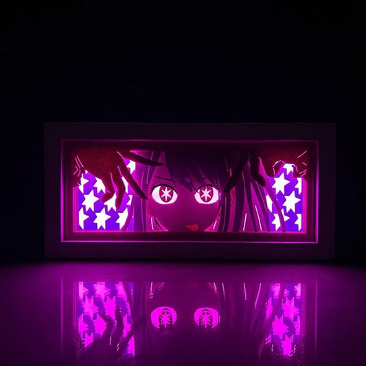 Oshi No Ko Anime Light Box by Myanimelightbox, bercahaya di bilik gelap, pencahayaan dramatik

