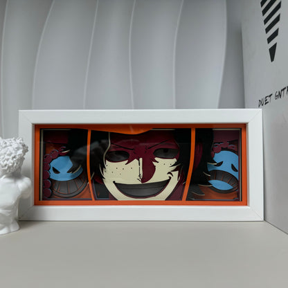 One Piece Ace Smile Anime Light Box by MyanImelightBox, exibir, em quadro branco com fundo decorativo