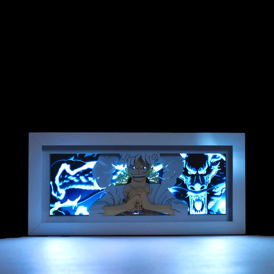 One Piece Gear 5 Dragon Anime Light Box by Myanimelightbox, bercahaya di bilik gelap, pencahayaan dramatik
