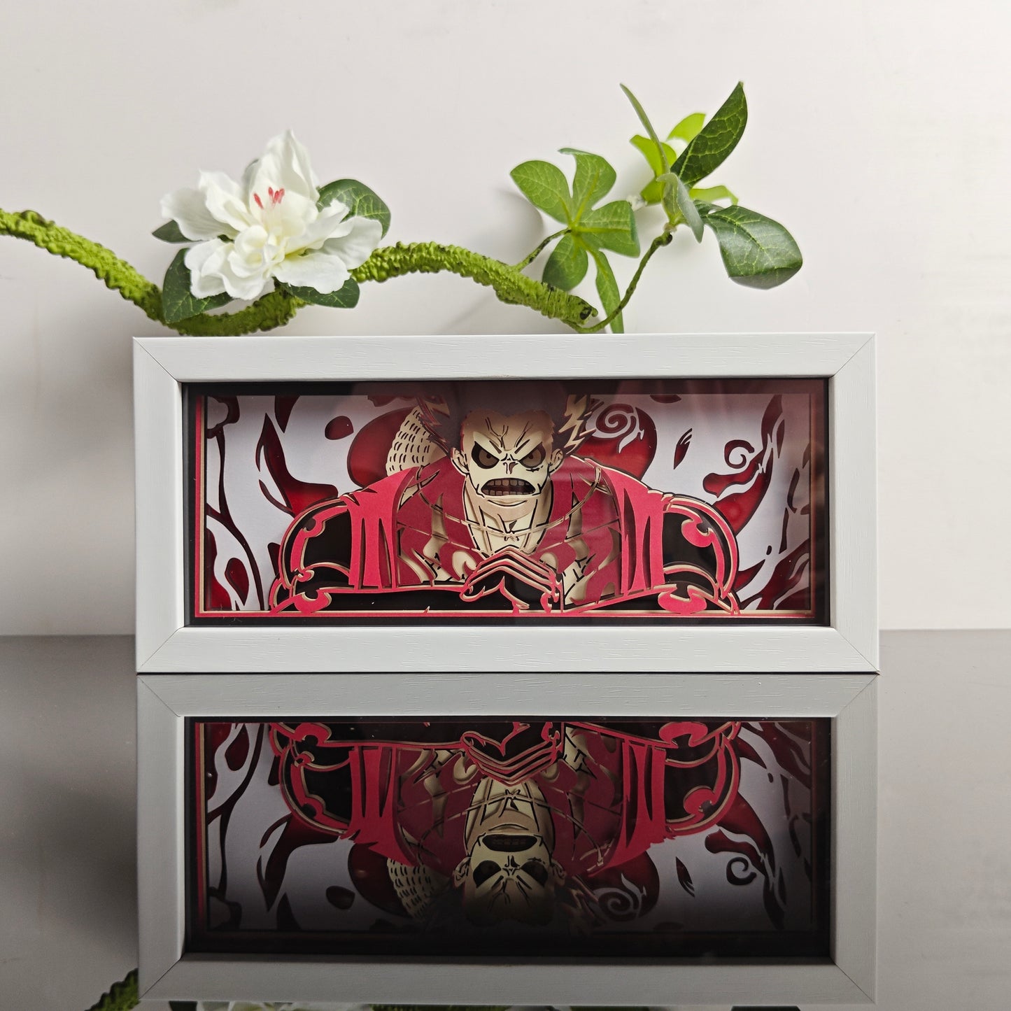 One Piece Luffy Gear 4 Caixa de luz de anime por MyanImelightBox, exibir, em quadro branco com fundo decorativo