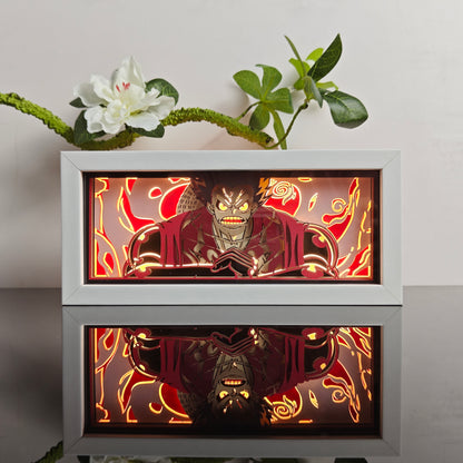 One Piece Luffy Gear 4 Caixa de luz de anime da MyanimelightBox, ligada com luz da sala ambiente