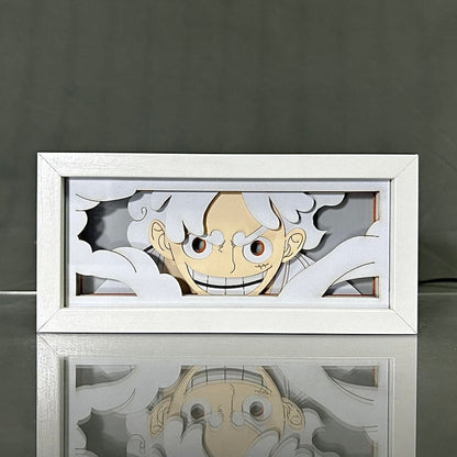 Macaco de uma peça D. Luffy Anime Light Box by MyanimelightBox, exibir, em quadro branco com fundo decorativo
