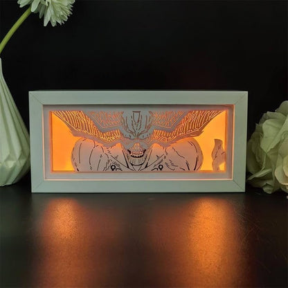 Versi LED Orange Mahoraga Anime Light Box memancarkan getaran tenaga terkutuk

