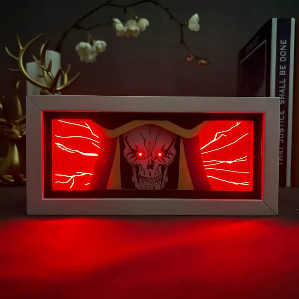 Overlord Ainz Ooal Gown Anime Light Box by Myanimelightbox, bercahaya di bilik gelap, pencahayaan dramatik