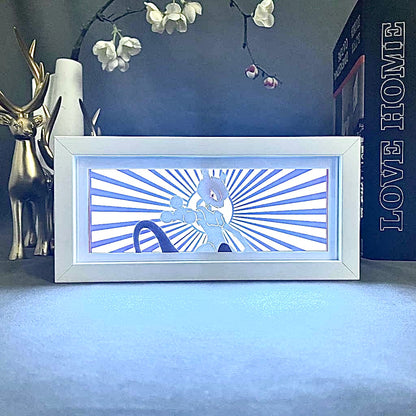 Pokemon Mewtwo Anime Light Box bercahaya dengan cahaya, lampu bilik kelihatan, oleh Myanimelightbox