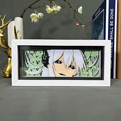 Re Zero Echidna anime light box by MyAnimeLightbox, display off, in white frame with decorative background
