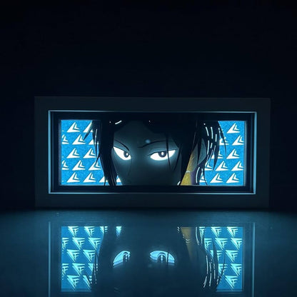 Kotak cahaya anime rin matsuoka oleh myanimelightbox, bercahaya di bilik gelap, pencahayaan dramatik
