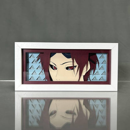 Kotak cahaya anime rin matsuoka oleh myanimelightbox, dipaparkan, dalam bingkai putih dengan latar belakang hiasan