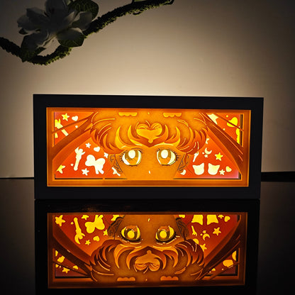 Sailor Moon Healing Anime Light Box by Myanimelightbox, bercahaya di bilik gelap, pencahayaan dramatik







