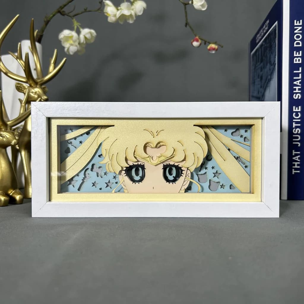 Sailor Moon Anime Light Box by MyanImelightBox, exibir, em quadro branco com fundo decorativo
