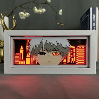 Tokyo Ghoul Kaneki Ken Anime Light Box oleh Myanimelightbox, dihidupkan dengan cahaya bilik ambien