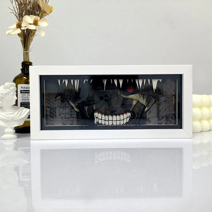 Tokyo Ghoul Ken Kaneki Rage Anime Light Box by Myanimelightbox, dipaparkan, dalam bingkai putih dengan latar belakang hiasan
