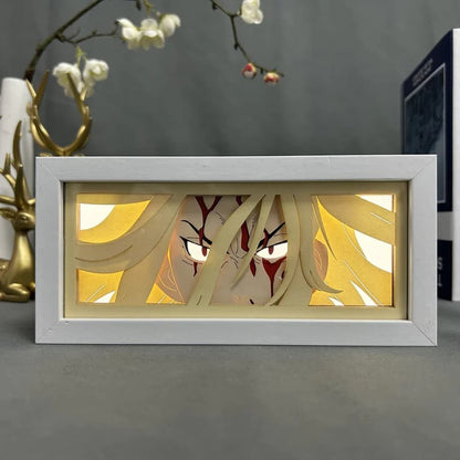 Tokyo Revengers Mikey anime light box glowing with light on, room lights visible, by MyAnimeLightbox