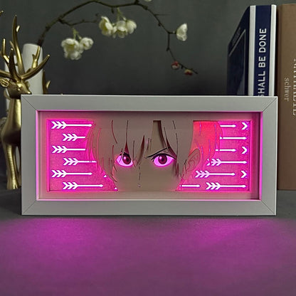 Kotak cahaya anime tsurune nanao kisaragi bersinar dengan cahaya, lampu bilik kelihatan, oleh myanimelightbox