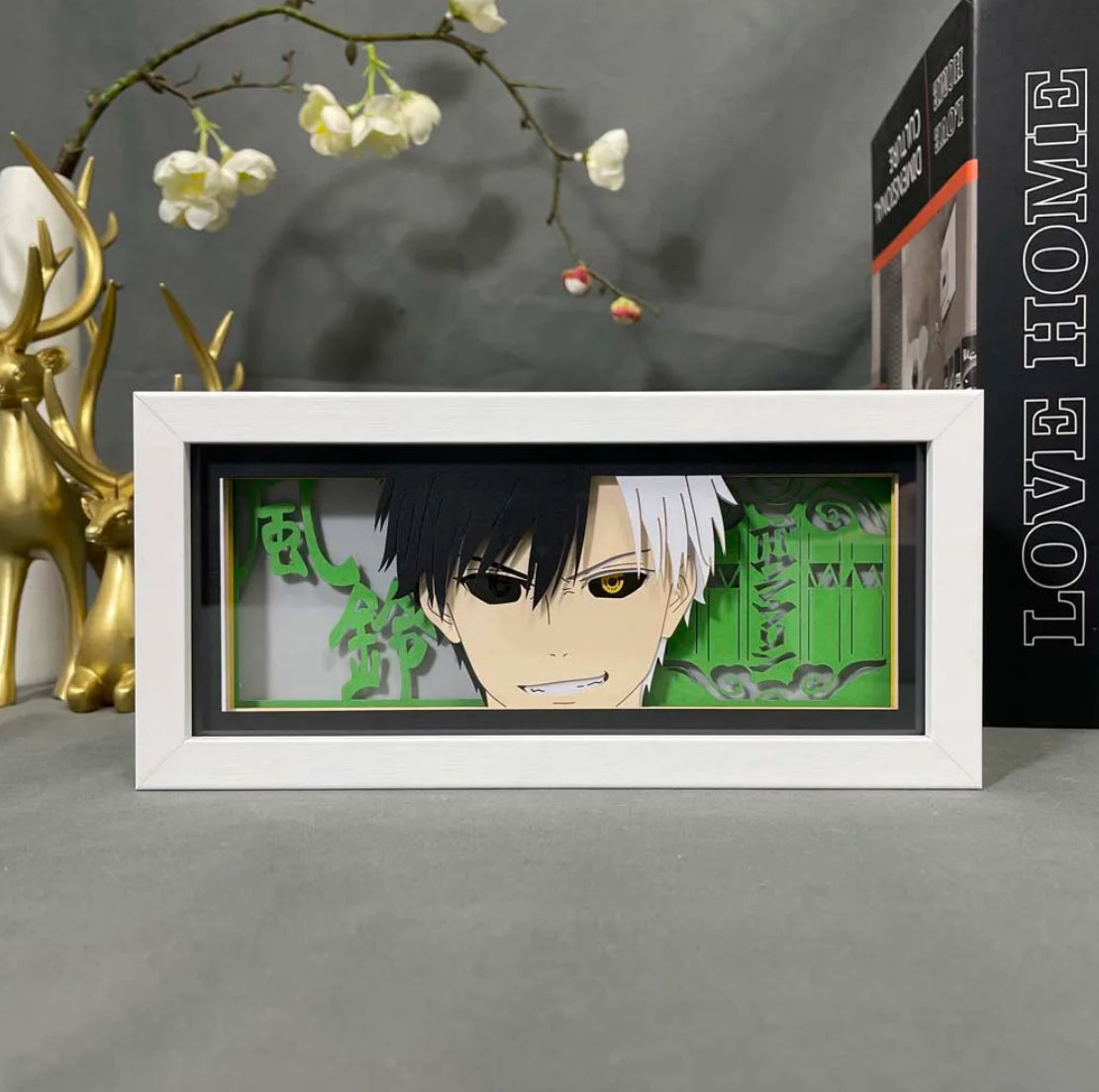 Disjoncteur de vent Haruka Sakura Boîte lumineuse anime par myanimelightbox, afficher, dans un cadre blanc avec fond décoratif
