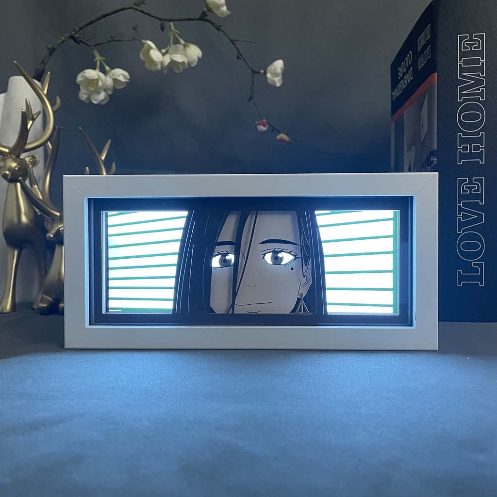 Disjoncteur de vent Kotoha Tachibana Anime Light Box illuminée dans une pièce sombre, effet rouge