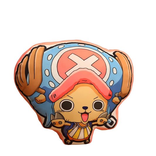 Cute anime chibi reindeer pillow with blue hat and big smile, perfect for fans and kids.