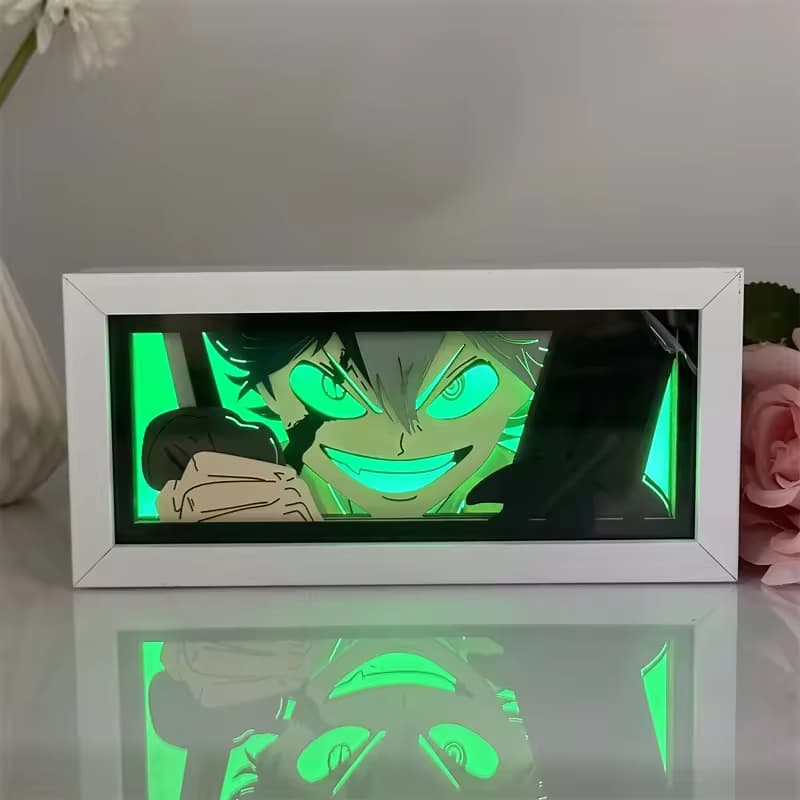 Anime-Held-Leuchtkasten mit grünem LED-Leuchten, Sammlerstück-Anime-Lampendekor