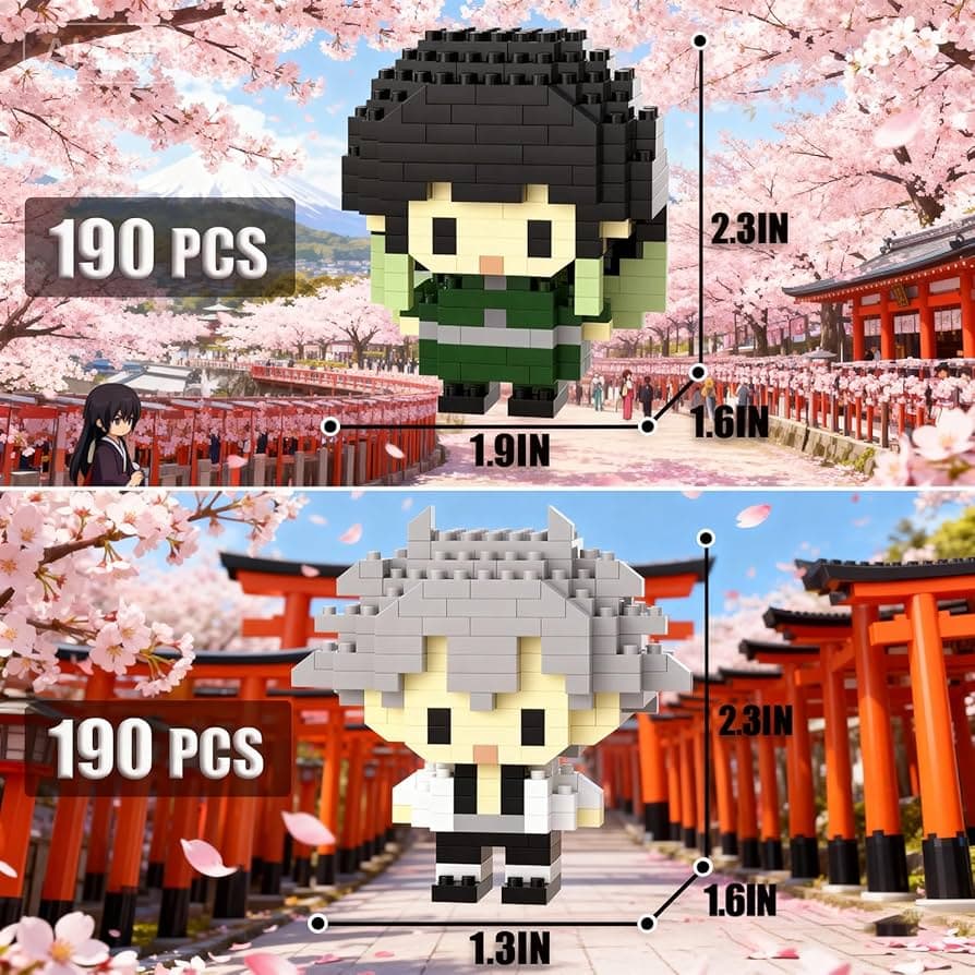 Anime mini block figures collection inspired by Demon Slayer characters
