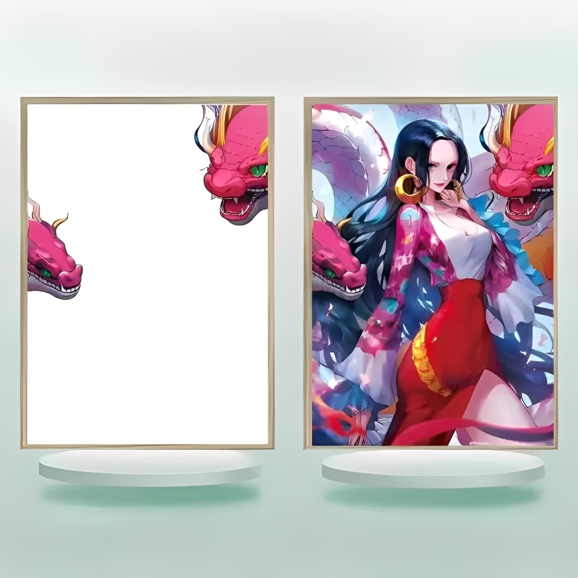 Boa Hancock LED-Lichtrahmen mit Drachenmotiv – Leuchtende Anime-Wandkunst aus One Piece