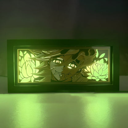 Caixa de luz LED anime Demon Slayer com lâmpada noturna verde brilhante