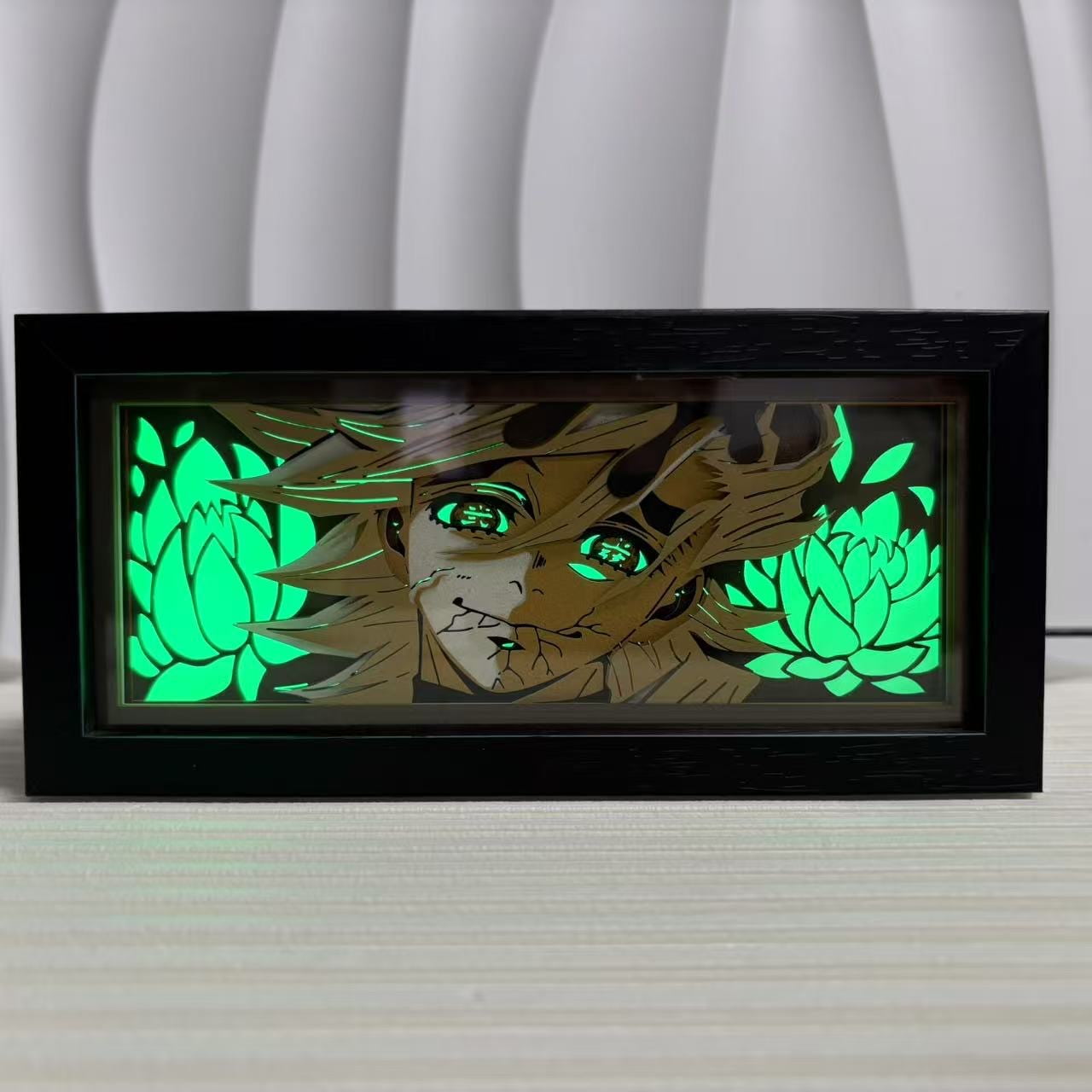 Caixa de luz LED em camadas 3D com personagem de anime Demon Slayer, arte de parede