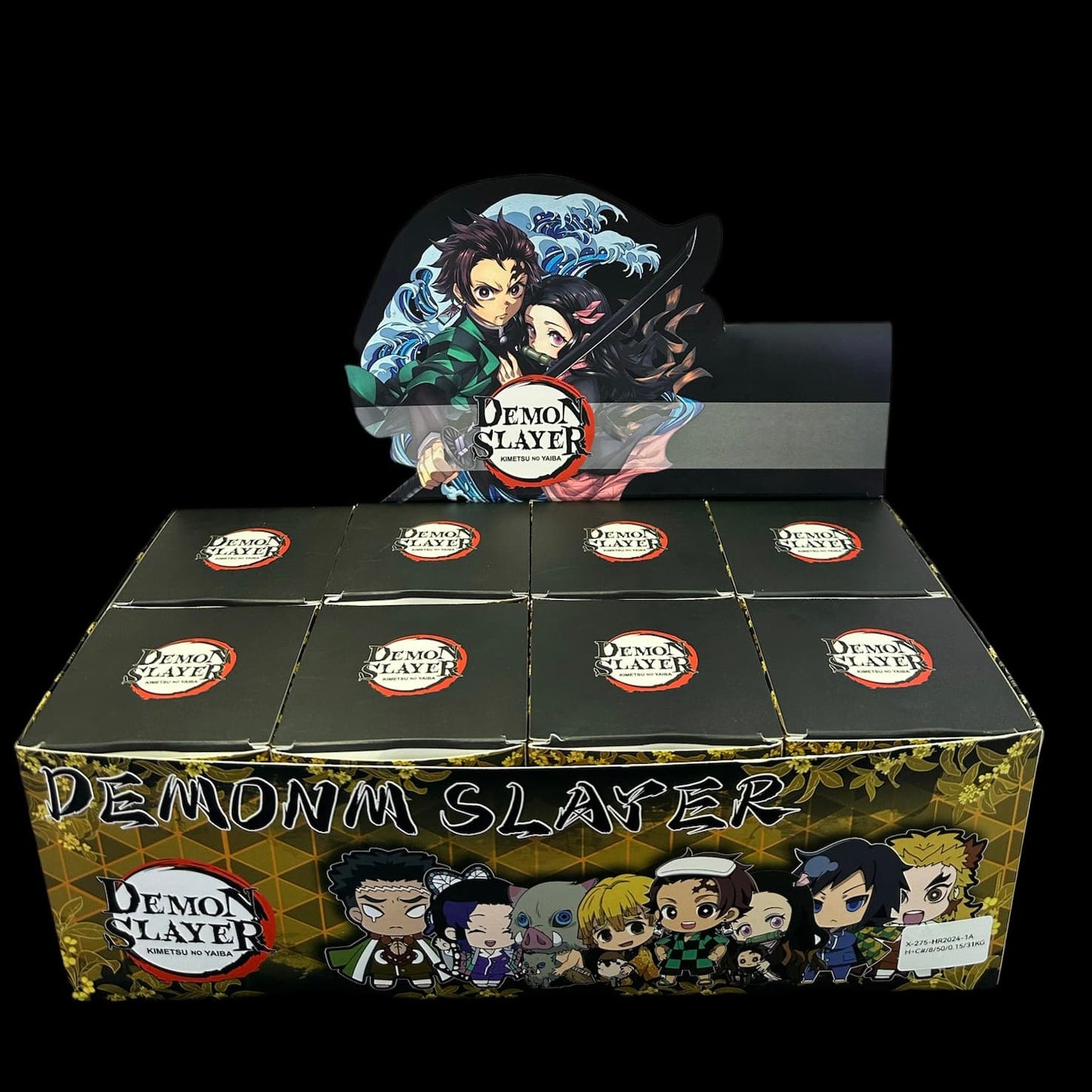 Set espositivo misterioso di Demon Slayer con box ciechi e logo anime e più box ciechi