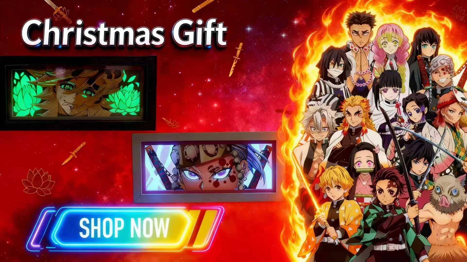 'Christmas' sale featuring demon slayer Douma and Tengen anime light boxes