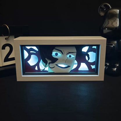 Kotak Light Anime LED Menampilkan Muzan Kibutsuji dari Demon Slayer dengan Mata Berkilau dan Reka Bentuk Shadow 3D Berlapis

