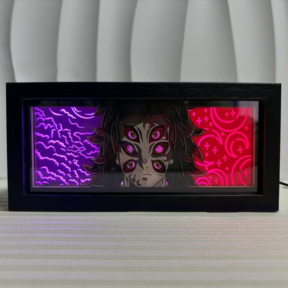 Luminária LED Demon Slayer Muzan Kibutsuji para caixa de luz de anime – Luz noturna de anime japonesa exclusiva para fãs e colecionadores