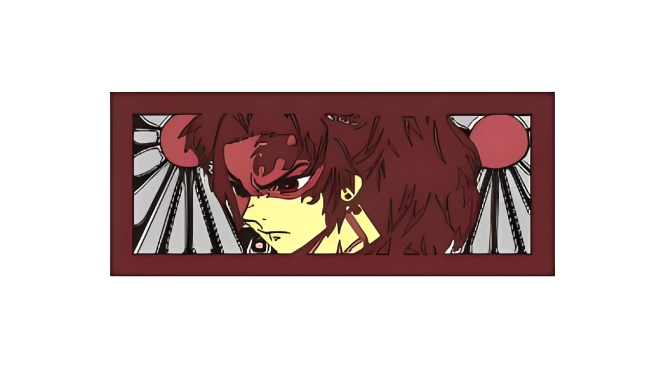 Karya seni reka bentuk Demon Slayer Tanjiro Light Box – seni kertas berlapis Tanjiro Kamado daripada siri anime Demon Slayer