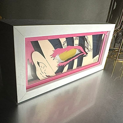 Seitenansicht der Tengen Uzui Demon Slayer RGB-Papierskulpturlampe
