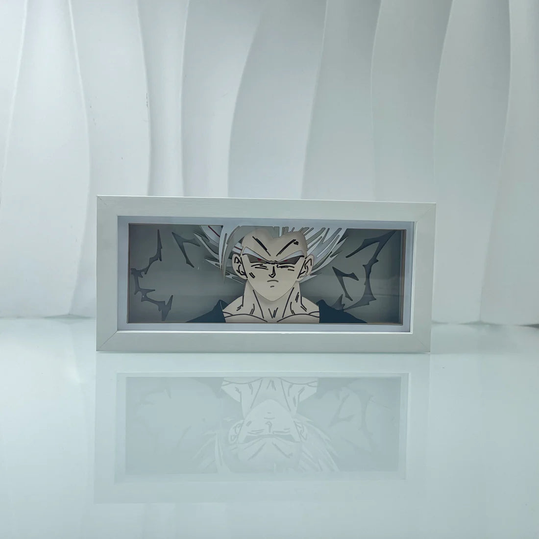 Unbeleuchtete Gohan Beast Light Box – handgefertigte Anime-Kunst aus Papierschnitten, die Gohans Biestform aus Dragon Ball Super zeigt