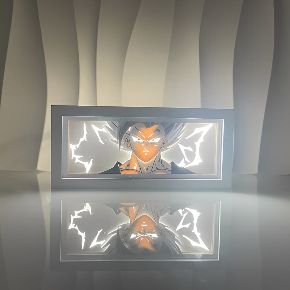 Illuminated Gohan Beast Light Box – LED anime decor inspired by Dragon Ball Super Super Hero movie transformation scene