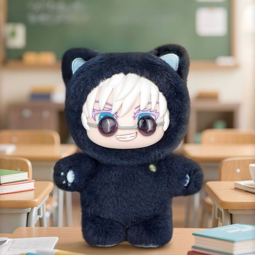 Peluche à oreilles de chat noir de Gojo Satoru (Jujutsu Kaisen), peluche de collection anime de qualité supérieure