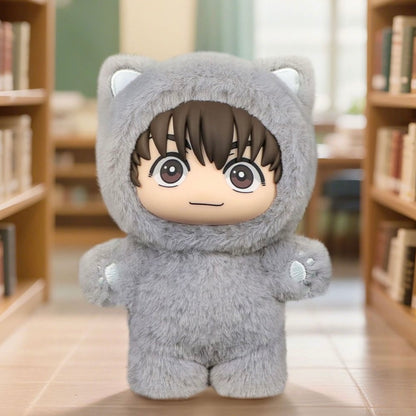 Peluche Jujutsu Kaisen Haibara Yuu aux oreilles de chat gris, peluche anime douce à collectionner