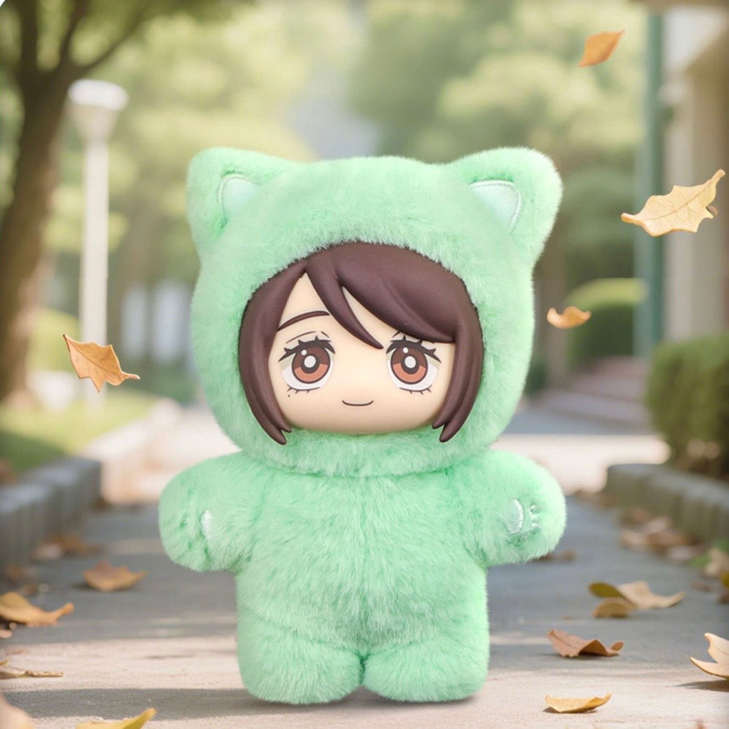 Peluche à oreilles de chat vertes Ieiri Shoko de Jujutsu Kaisen, peluche douce de collection représentant un personnage d'anime