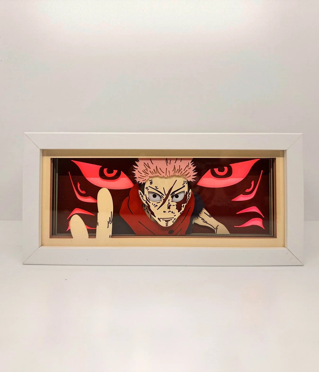 Sukuna Cursed King Jujutsu Kaisen LED Light Box with red glow background