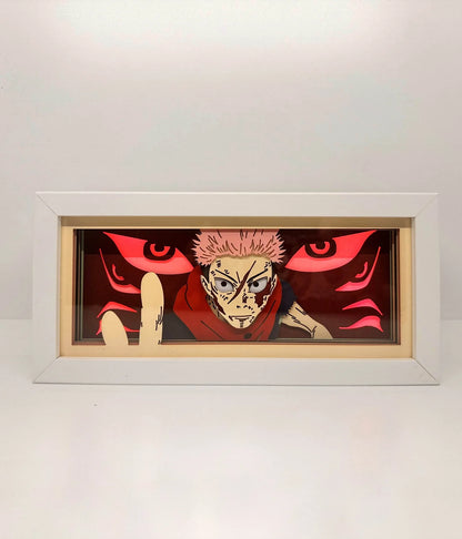 Boîte à lumière LED Sukuna Cursed King Jujutsu Kaisen avec fond rouge
