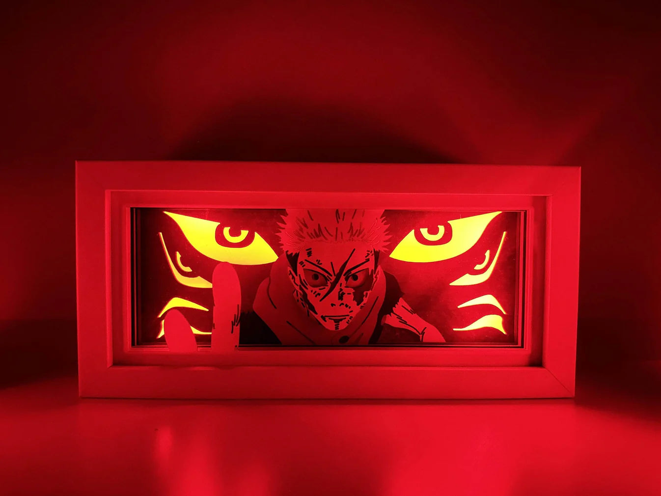 Boîte à lumière LED Jujutsu Kaisen Sukuna Cursed King, décoration d&#39;anime rouge brillante
