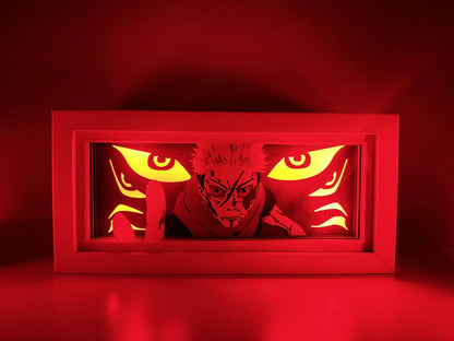 Boîte à lumière LED Jujutsu Kaisen Sukuna Cursed King, décoration d&#39;anime rouge brillante
