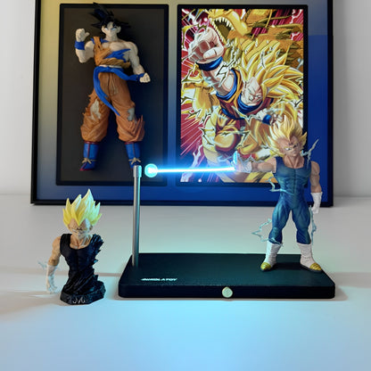Lâmpada LED Anime Majin Vegeta Final Flash com busto de personagem DBZ e visor de feixe de energia brilhante